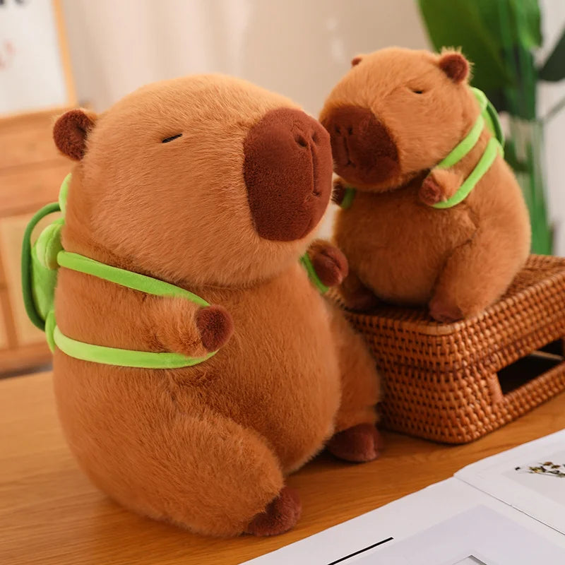 Cute Capybara With Backpack Plush Toys Sitting Lovely Cartoon Animals Stuffed Dolls Holiday Gift Home Decor Sofa Plush Pillows